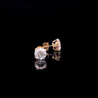BASKET STUD EARRINGS 14KY FG VS2 CVD DIA 5.00CTS