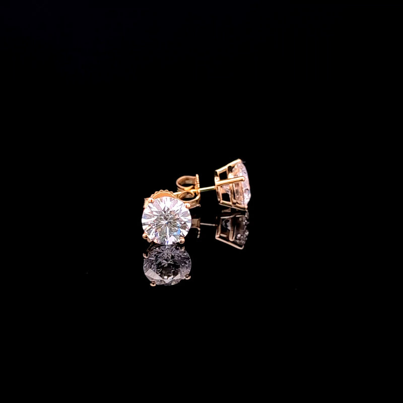 BASKET STUD EARRINGS 14KY FG VS2 CVD DIA 5.00CTS