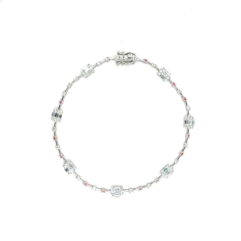 FANCY BRACELET 14KW EF/VIVD PINK VS2 HPHT DIA 1.42CTS