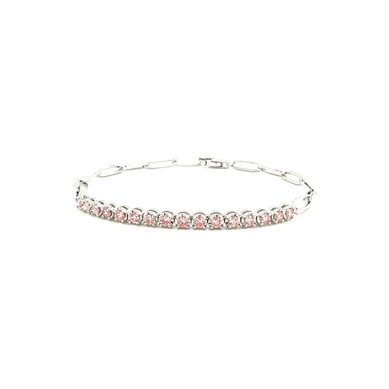 PAPER CLIP BRACELET 14KW INTENSE PINK VS2 CVD DIA 0.56CTS