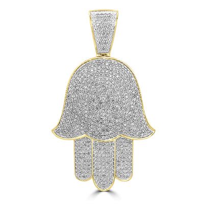 Hamsa Pendant - Yellow Gold Diamond | 2.17CTW | 10K