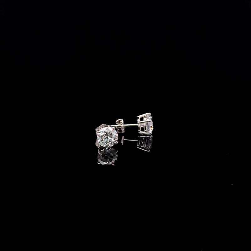 BASKET STUD EARRINGS 14KW DE VS2 HPHT DIA 2.00CTS