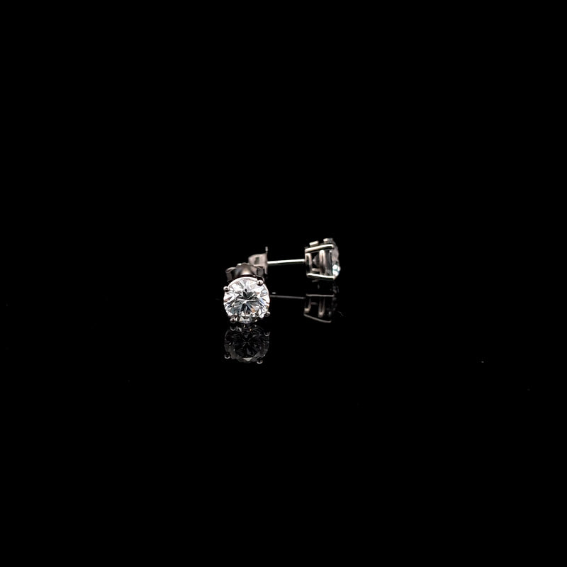 BASKET STUD EARRINGS 14KW DE VS2 HPHT DIA 1.44CTS