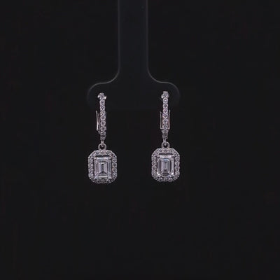 DROP HOOPS EARRINGS 14KW EF VS1 HPHT DIA 2.12CTS