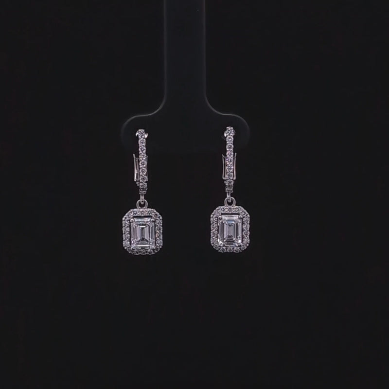 DROP HOOPS EARRINGS 14KW EF VS1 HPHT DIA 2.12CTS