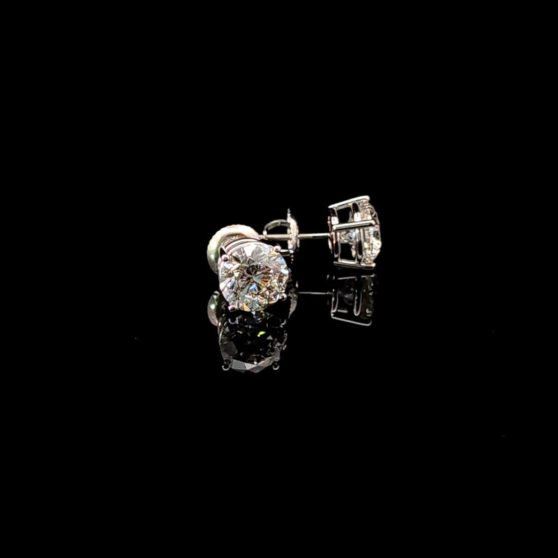 BASKET STUD EARRINGS 14KW FG VS2 CVD DIA 3.07CTS