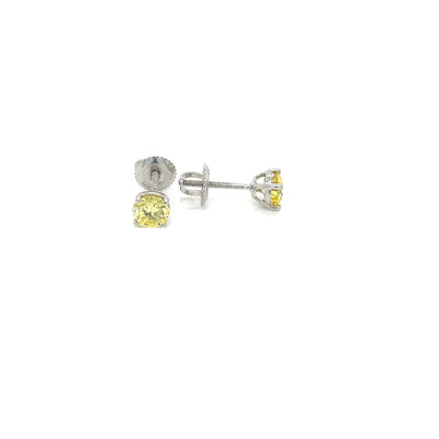 BASKET STUD EARRINGS 14KW YELLOW VS CVD DIA 0.91CTS
