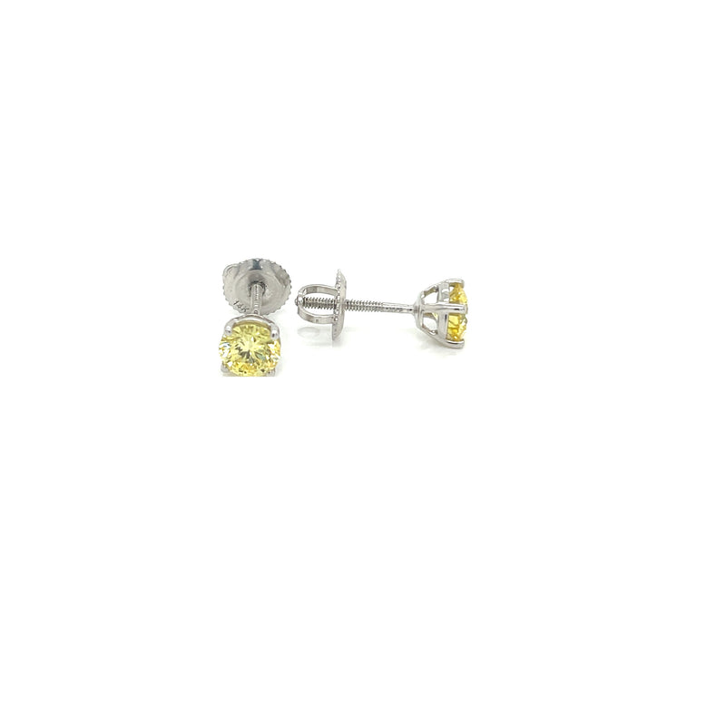 BASKET STUD EARRINGS 14KW YELLOW VS CVD DIA 0.91CTS
