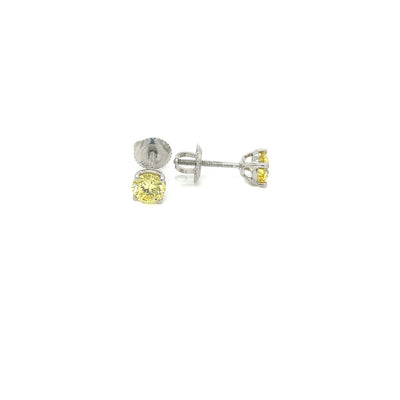 BASKET STUD EARRINGS 14KW YELLOW VS CVD DIA 0.7CTS