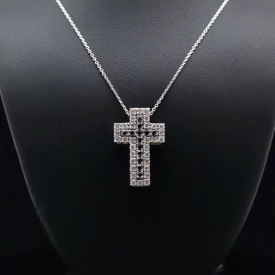 CROSS PENDANT 14KW FG/BLACK VS1 CVD DIA 1.04CTS