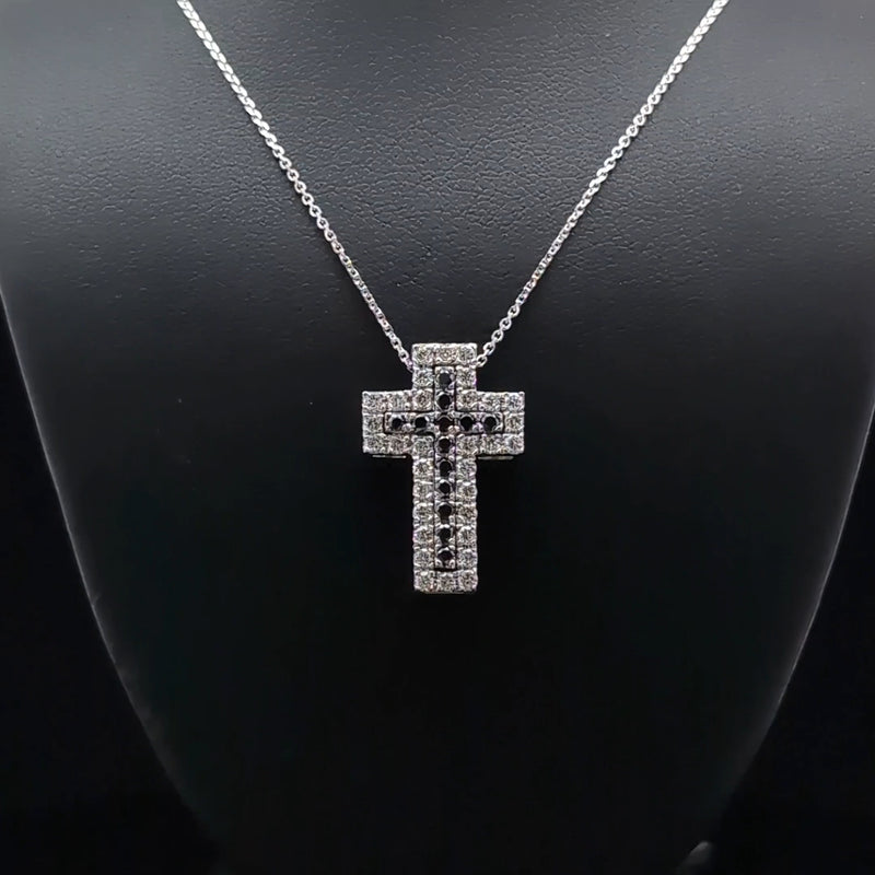 CROSS PENDANT 14KW FG/BLACK VS1 CVD DIA 1.04CTS