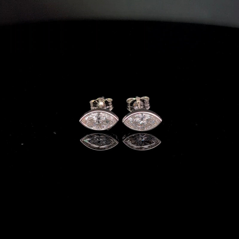 STUD EARRING 14KW EF VS1 HPHT DIA 0.88CTS