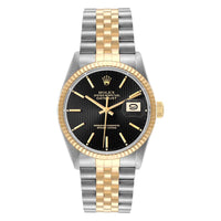 Rolex Datejust 16233 for Men | 36MM | Black Tapestry Dial | Two Tone | Jubilee Band