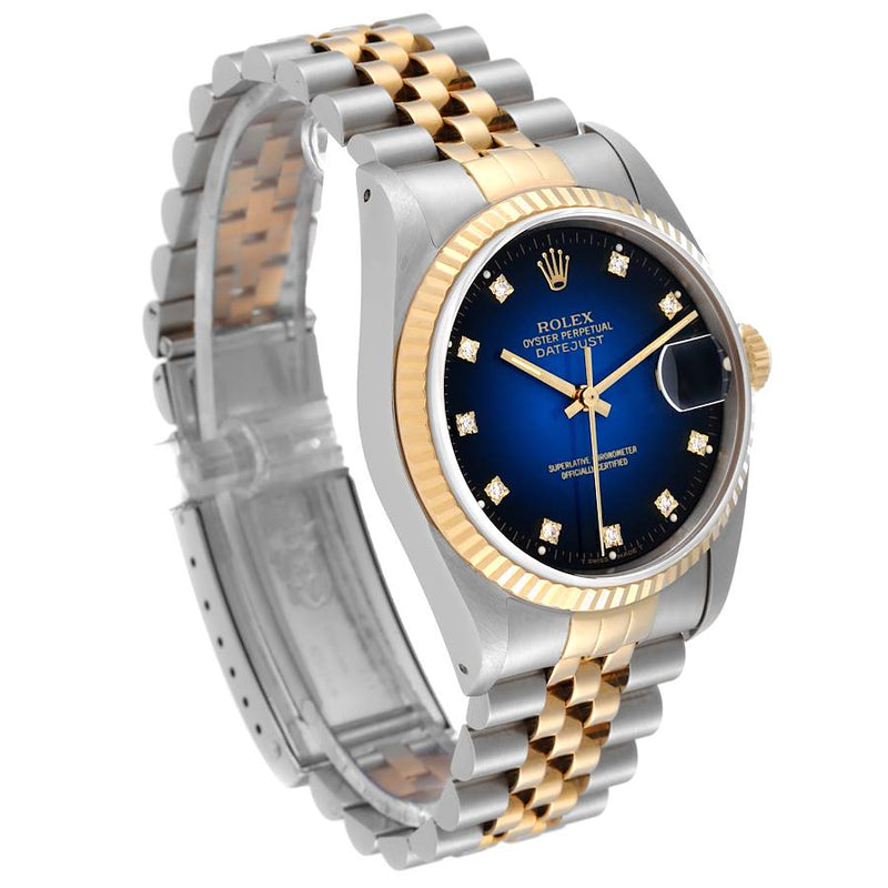 Rolex Datejust Watch 16233 for Men | 36MM | Blue Vintage Dial| Stainless Steel Yellow Gold