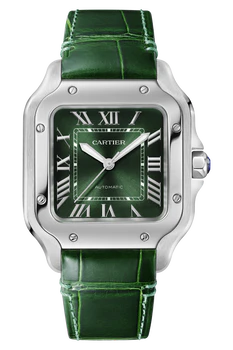 Santos De Cartier Watch - Medium Model | Steel | Automatic | Interchangeable Leather Strap