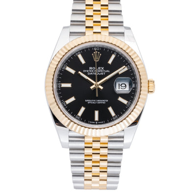 Rolex Datejust  Watch | 41MM | Black Index Dial | 18K Yellow Gold & Stainless Steel | Jubilee Band