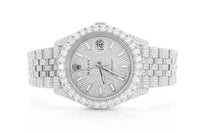 Diamond Fully Iced Out "Bust Down" Rolex Datejust Watch | 41MM | Full Diamond Dial
