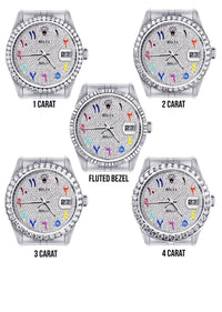 Diamond Rolex Datejust Watch 16200 | 36MM | Full Diamond Color Arabic Dial | Stainless Steel | Jubilee Band