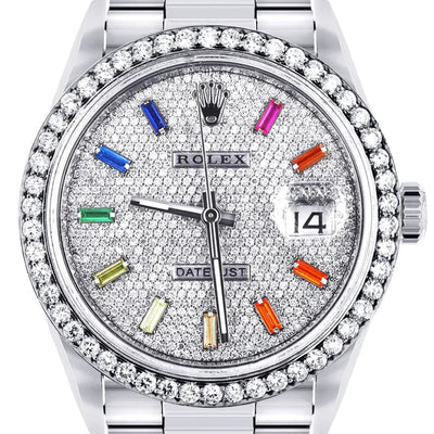 Diamond Rolex Datejust Watch 16200 | 36MM | Diamond Color Baguettes Dial | Stainless Steel | Oyster Band