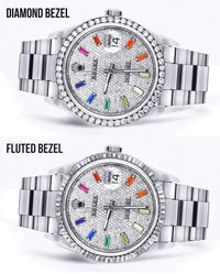Diamond Rolex Datejust Watch 16200 | 36MM | Diamond Color Baguettes Dial | Stainless Steel | Oyster Band