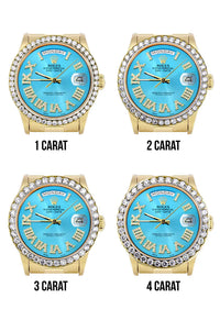 Rolex Day-Date Presidential | Model 18238 | 18K Yellow Gold | 36MM | Diamond Bezel | Light Blue Roman Diamond Dial