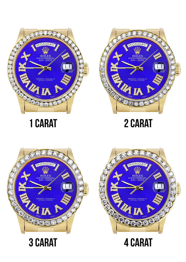 Rolex Day-Date Presidential | Model 18238 | 18K Yellow Gold | 36MM | Diamond Bezel | Blue Roman Diamond Dial