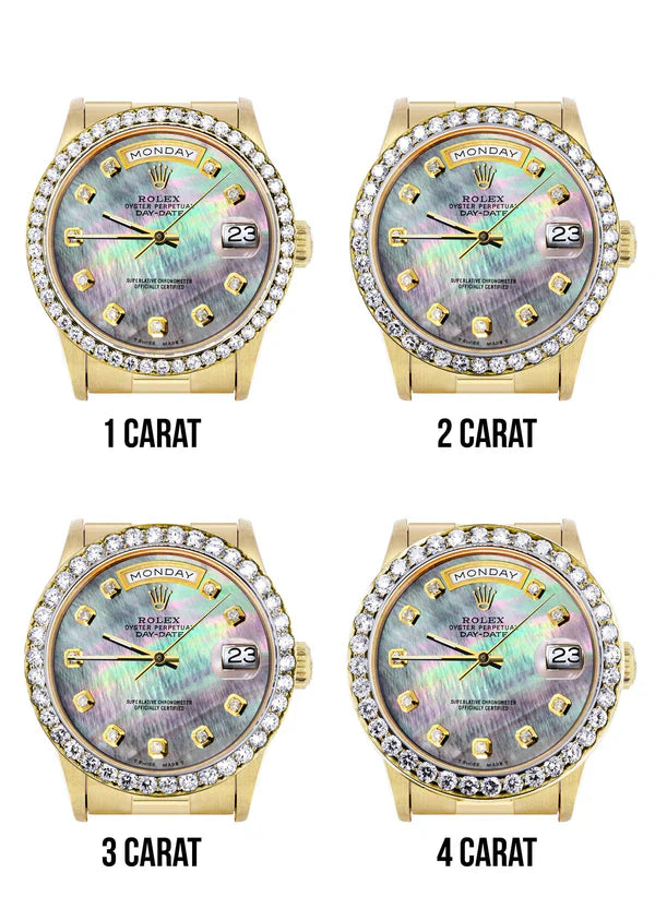 Rolex Day-Date Presidential | Model 18238 | 18K Yellow Gold | 36MM | Diamond Bezel | Dark Mother of Pearl Diamond Dial