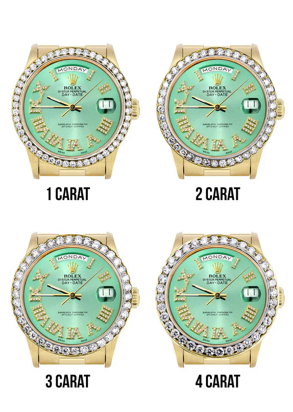 Rolex Day-Date Presidential | Model 18238 | 18K Yellow Gold | 36MM | Diamond Bezel | Light Green Diamond Roman