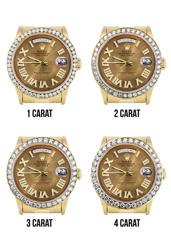 Rolex Day-Date Presidential | Model 18238 | 18K Yellow Gold | 36MM | Diamond Bezel | Diamond Roman Chocolate Dial