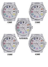 Diamond Rolex Datejust Watch 16200 | 36MM | Full Diamond Color Roman Dial | Stainless Steel | Jubilee Band