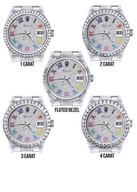Diamond Rolex Datejust Watch 16200 | 36MM | Full Diamond Color Roman Dial | Stainless Steel | Oyster Band