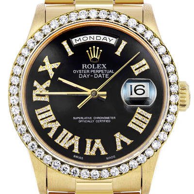 Rolex Day-Date Presidential | Model 18238 | 18K Yellow Gold | 36MM | Black Diamond Roman Dial