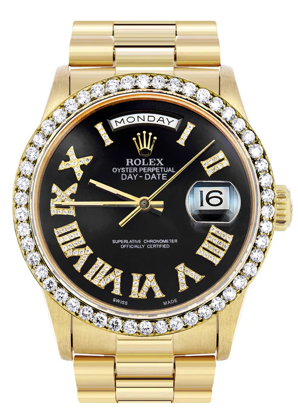 Rolex Day-Date Presidential | Model 18238 | 18K Yellow Gold | 36MM | Black Diamond Roman Dial