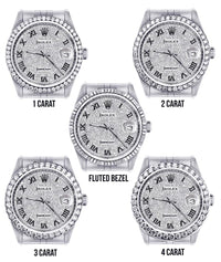 Diamond Rolex Datejust Watch 16200 | 36MM | Full Diamond Roman Dial | Stainless Steel | Jubilee Band