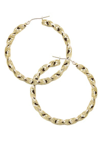 10K Womens Gold Hoop Earrings | Customizable Size | Width 4.5MM