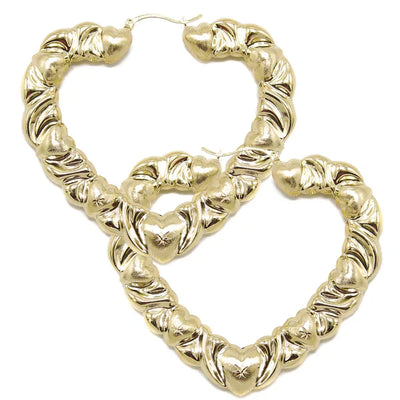 10K Womens Gold Heart Hoop Earrings | Customizable Size | 3-7MM