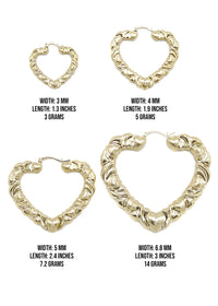 10K Womens Gold Heart Hoop Earrings | Customizable Size | 3-7MM