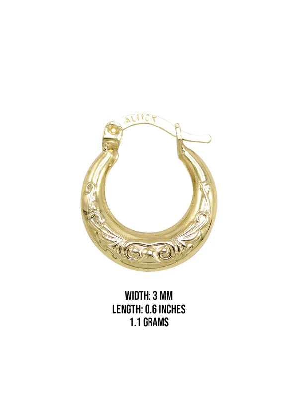 10K Womens Gold Hoop Earrings | 3MM