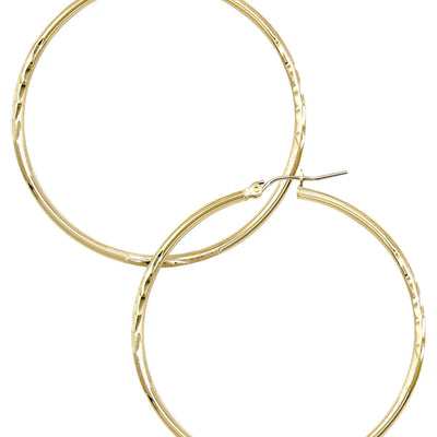10K Womens Gold Hoop Earrings | Customizable Size | 2MM
