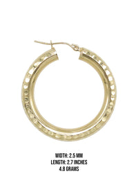 10K Womens Gold Hoop Earrings | Customizable Size 2.5MM