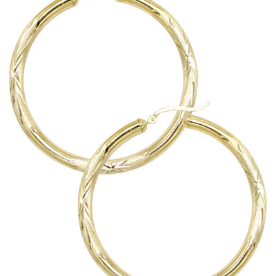 10K Womens Gold Hoop Earrings | Customizable Size | 4MM