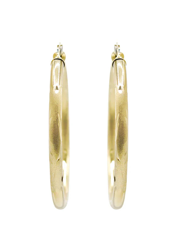 10K Womens Gold Hoop Earrings | Customizable Size | 4MM