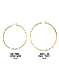 10K Womens Gold Hoop Earrings | Customizable Size | 2.5MM
