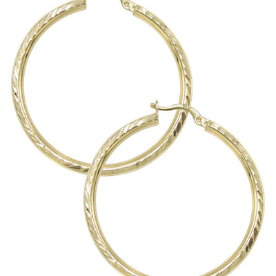 10K Womens Gold Hoop Earrings | Customizable Size | 3MM