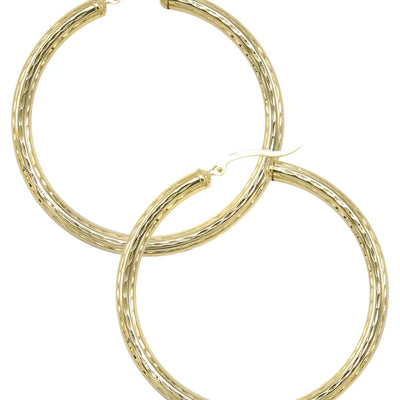 10K Womens Gold Hoop Earrings | Customizable Size | 4MM