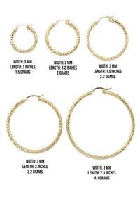 10K Womens Gold Hoop Earrings | Customizable Size | 3MM
