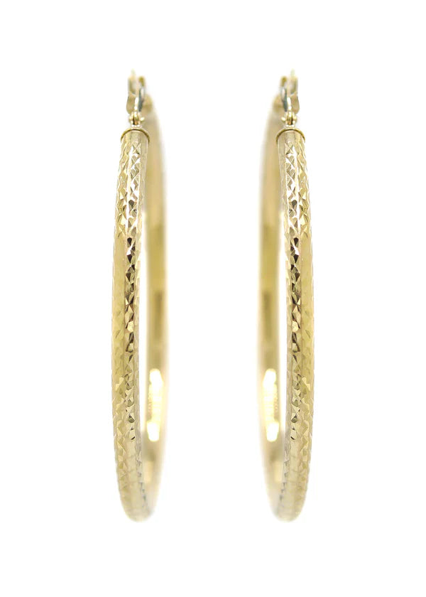 10K Womens Gold Hoop Earrings | Customizable Size | 3MM