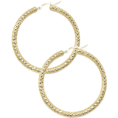 10K Womens Gold Hoop Earrings | Customizable Size | 4MM