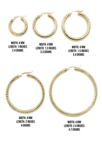 10K Womens Gold Hoop Earrings | Customizable Size | 4MM