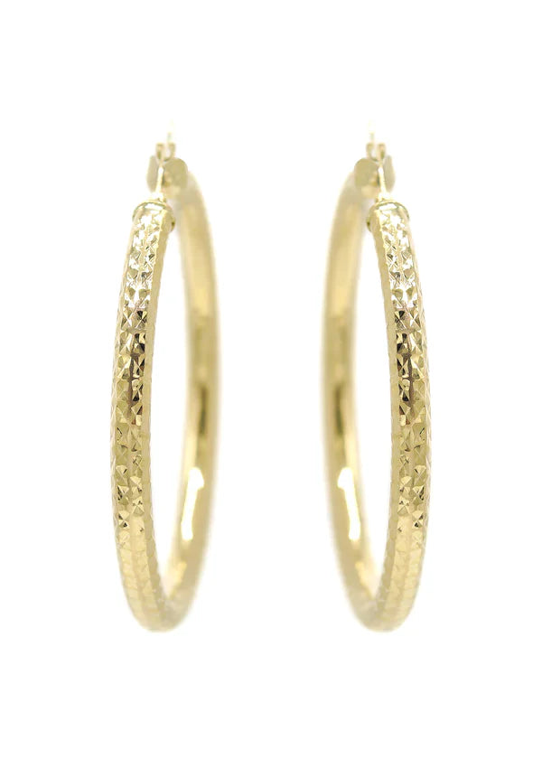 10K Womens Gold Hoop Earrings | Customizable Size | 4MM